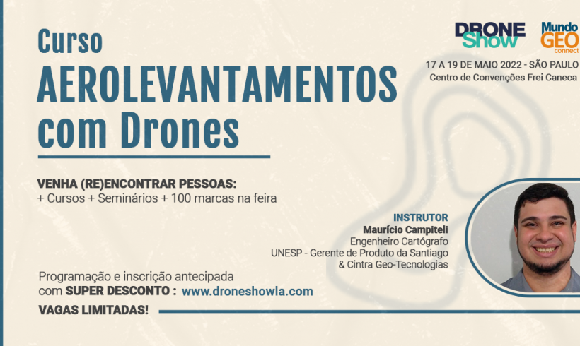 Curso Aerolevantamentos com Drones com inscrição aberta e vagas limitadas