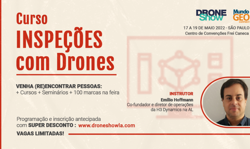Curso sobre Inpeções com Drones com inscrição aberta e vagas limitadas