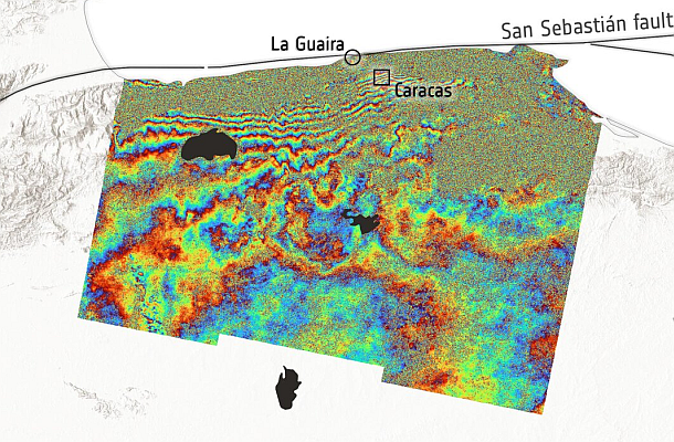 Imagens Sentinel-1 mostram deslocamento do solo após terremotos na Venezuela