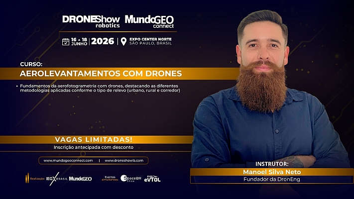 Curso no MundoGEO Connect abordará os Aerolevantamentos com Drones Curso no MundoGEO Connect abordará os Aerolevantamentos com Drones